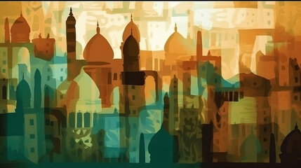 abstract Indian city scape. generative ai