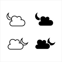 Cloudy Night Icon, Weather Icon, Partly Cloudy Night Icon