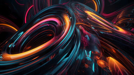 Abstract colorful background with glowing lines. Generative AI