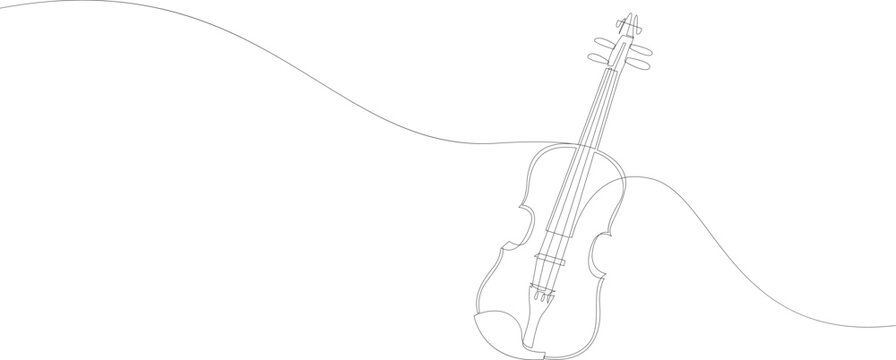 Violin continuous line drawing. Minimalist one line style design.