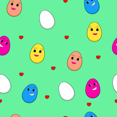 Easter pattern with painted eggs