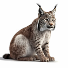 Lynx (Lynx Lynx) in a wintry setting in the forest, with snowfall, ai generated