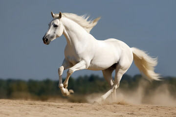 Obraz na płótnie Canvas the gallop white horse running