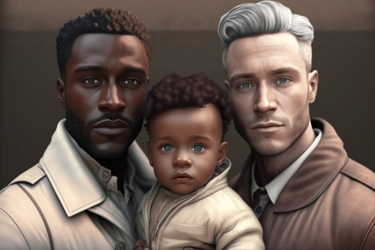 gay family with child. Generative AI
