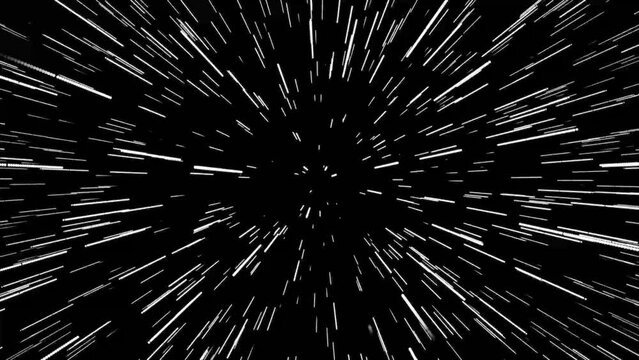 Warp Speed Flying Lines Animation in Seamless Looping Traffic. traveling through star fields flying extremely fast light speed in space