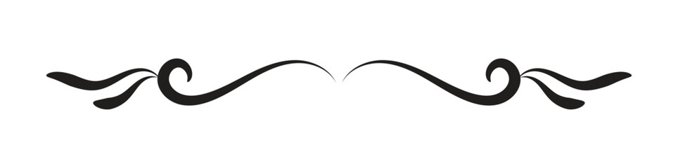 simple ornamental filigree flourish and thin divider. Classical vintage element, vector illustration