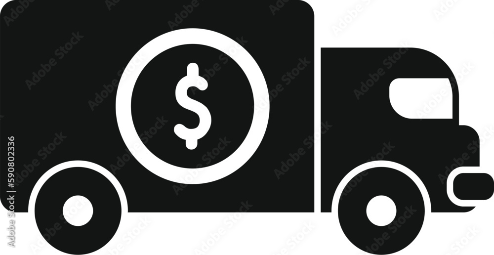 Sticker bank reserve truck icon simple vector. money finance. business capital