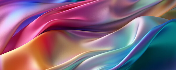 abstract background of multicolored silk or satin texture. Generative ai