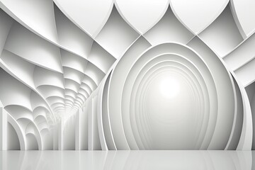 curved white lines with a bright light at the end on a plain background. Generative AI