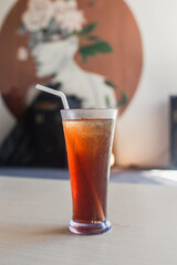 ice tea on wooden table