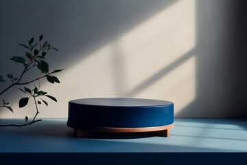 CIrcular blue product platform in minimalistic style, Generative AI