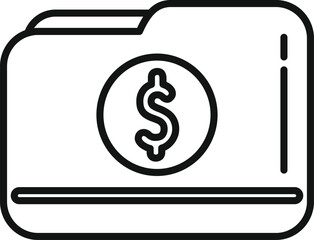 Money folder icon outline vector. Bank finance. Coin capital