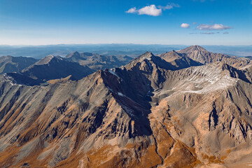 Aerial top view from Aktash repeater on Altai mountains Russia