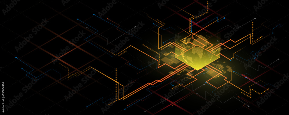 Canvas Prints abstract background, concept of communication network circuit board