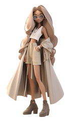 Naklejka premium fashionable street styled 3d cartoon character in transparent background.