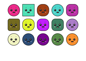 kawaii smiling 2d shape illustration anime