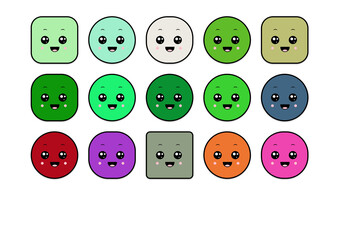 kawaii smiling 2d shape illustration anime
