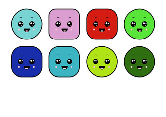 kawaii smiling 2d shape illustration anime