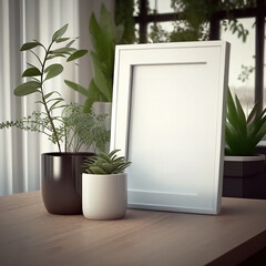 White blank photo frame generated by artificial intelligence