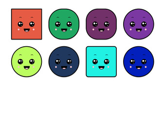 kawaii smiling 2d shape illustration anime