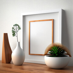 White blank photo frame generated by artificial intelligence