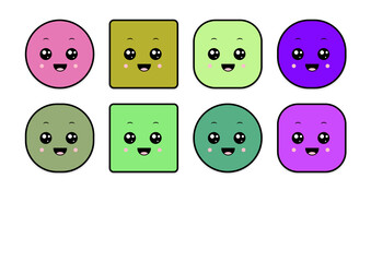 Fototapeta premium kawaii smiling 2d shape illustration anime