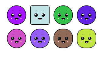 kawaii smiling 2d shape illustration anime