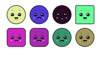 kawaii smiling 2d shape illustration anime