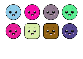 kawaii smiling 2d shape illustration anime