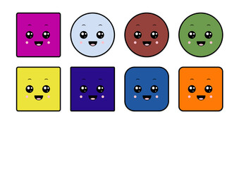 kawaii smiling 2d shape illustration anime