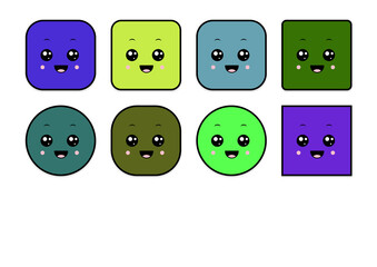 kawaii smiling 2d shape illustration anime