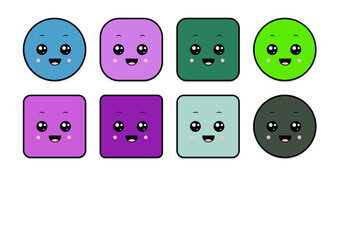 kawaii smiling 2d shape illustration anime