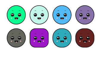 kawaii smiling 2d shape illustration anime