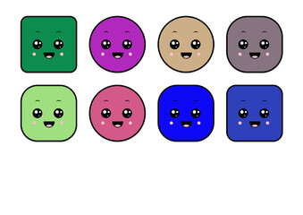 kawaii smiling 2d shape illustration anime