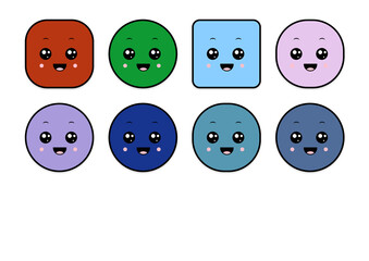 kawaii smiling 2d shape illustration anime