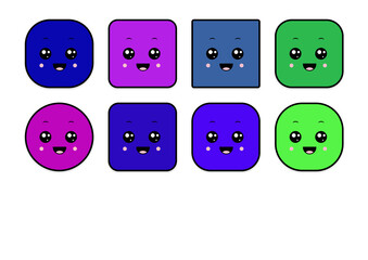 kawaii smiling 2d shape illustration anime