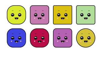 kawaii smiling 2d shape illustration anime