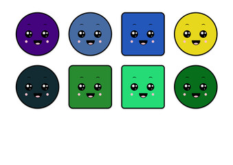 kawaii smiling 2d shape illustration anime