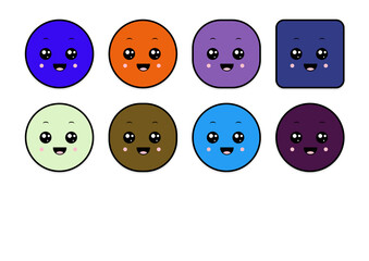 kawaii smiling 2d shape illustration anime