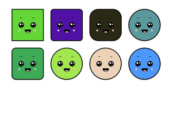 kawaii smiling 2d shape illustration anime