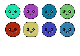 kawaii smiling 2d shape illustration anime