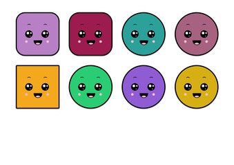 kawaii smiling 2d shape illustration anime