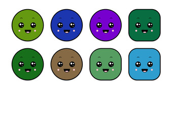 kawaii smiling 2d shape illustration anime