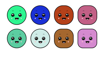 kawaii smiling 2d shape illustration anime