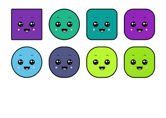 kawaii smiling 2d shape illustration anime