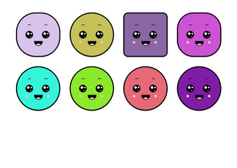 kawaii smiling 2d shape illustration anime