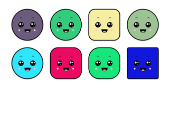 kawaii smiling 2d shape illustration anime