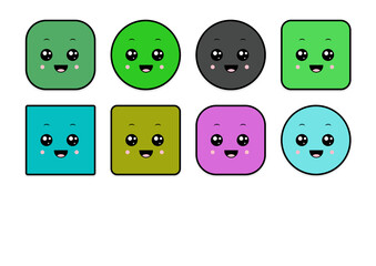 kawaii smiling 2d shape illustration anime