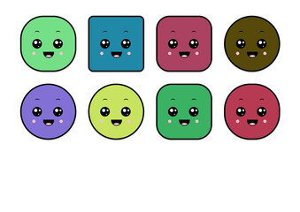 kawaii smiling 2d shape illustration anime