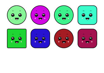 kawaii smiling 2d shape illustration anime